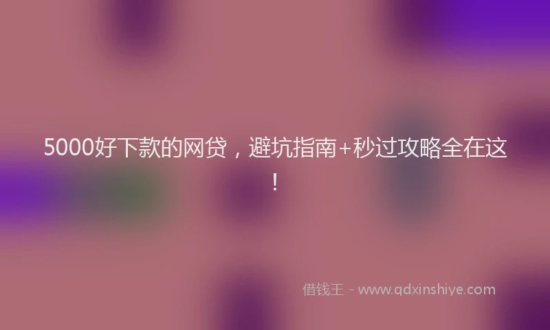 5000好下款的网贷，避坑指南+秒过攻略全在这！