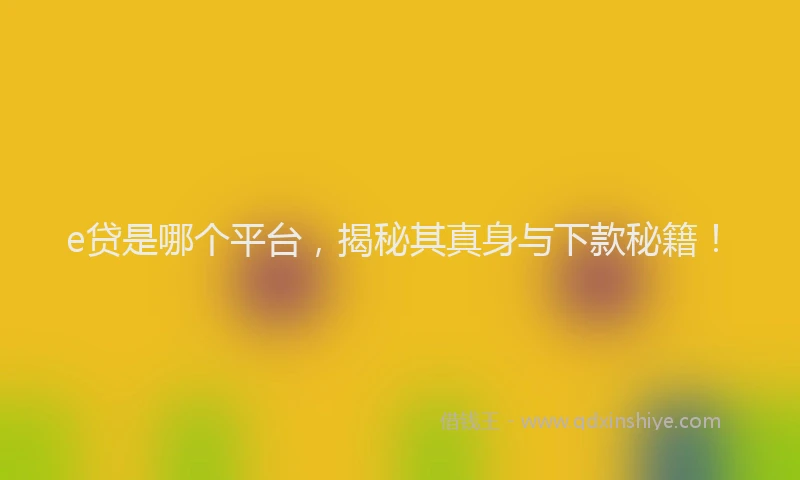 e贷是哪个平台，揭秘其真身与下款秘籍！