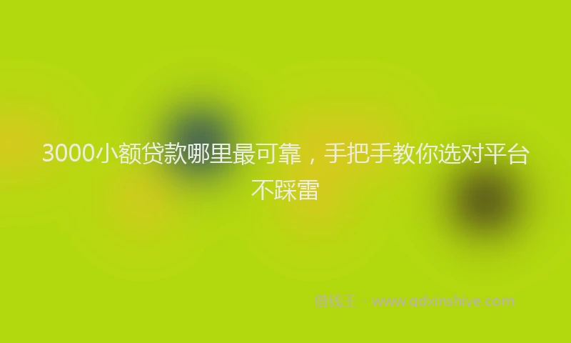 3000小额贷款哪里最可靠,手把手教你选对平台不踩雷