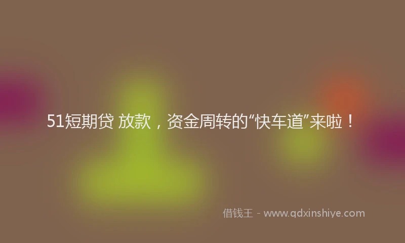 51短期贷 放款，资金周转的“快车道”来啦！