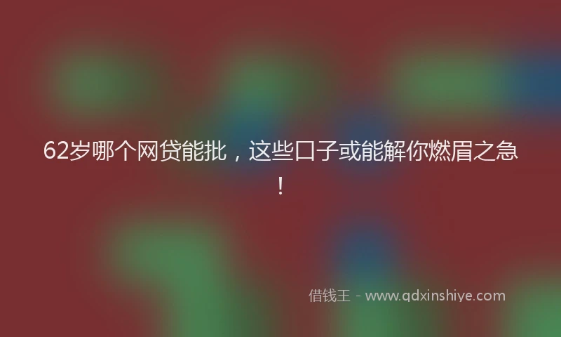 62岁哪个网贷能批，这些口子或能解你燃眉之急！