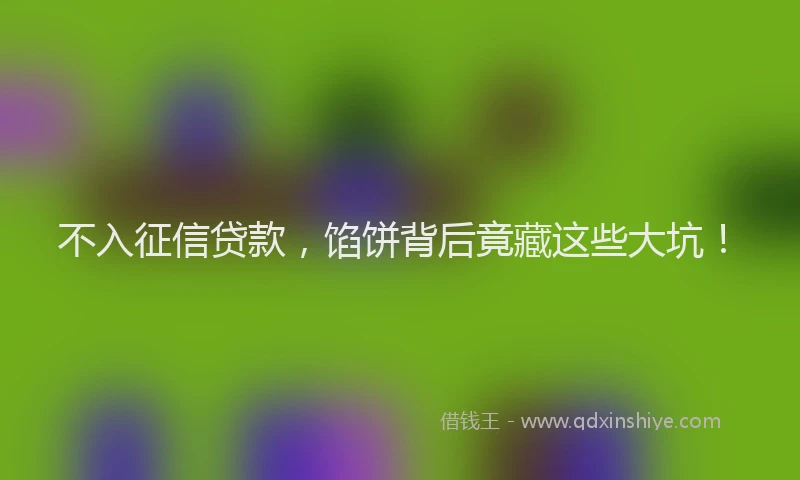 不入征信贷款，馅饼背后竟藏这些大坑！