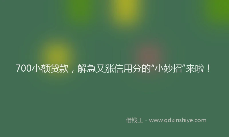 700小额贷款，解急又涨信用分的“小妙招”来啦！