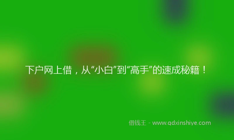 下户网上借，从“小白”到“高手”的速成秘籍！
