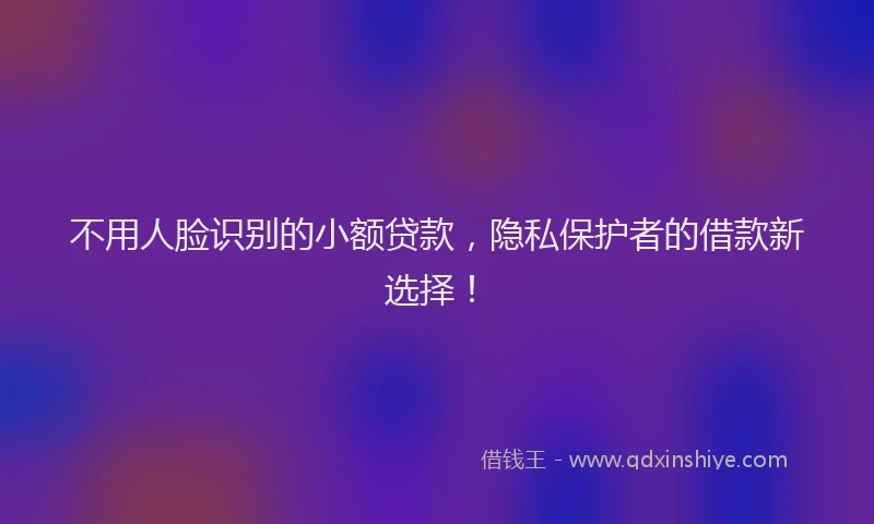 不用人脸识别的小额贷款，隐私保护者的借款新选择！