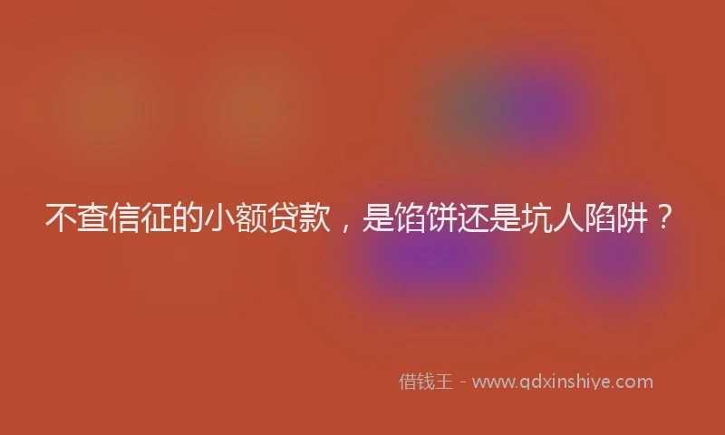 不查信征的小额贷款，是馅饼还是坑人陷阱？