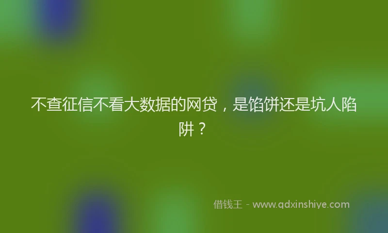 不查征信不看大数据的网贷，是馅饼还是坑人陷阱？
