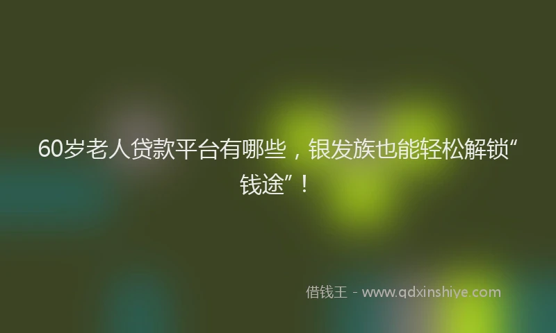 60岁老人贷款平台有哪些，银发族也能轻松解锁“钱途”！