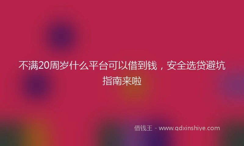 不满20周岁什么平台可以借到钱，安全选贷避坑指南来啦