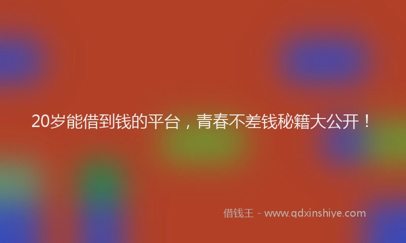 20岁能借到钱的平台，青春不差钱秘籍大公开！