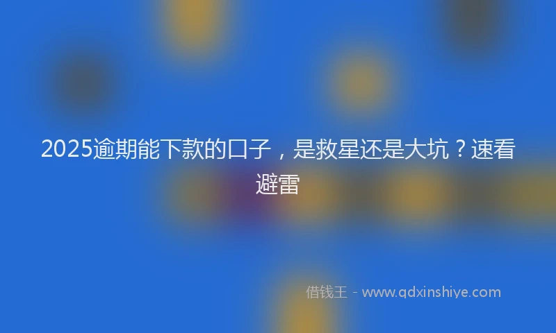 2025逾期能下款的口子，是救星还是大坑？速看避雷