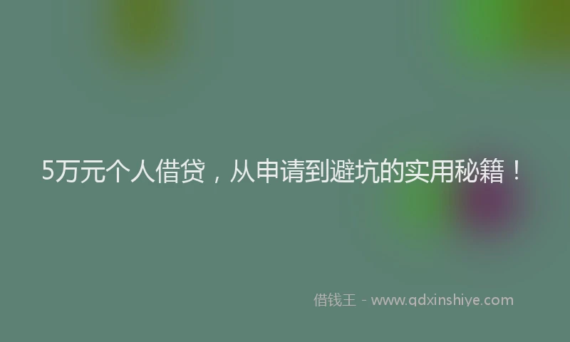 5万元个人借贷，从申请到避坑的实用秘籍！