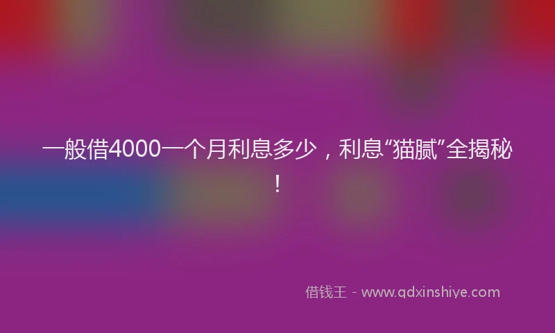 一般借4000一个月利息多少，利息“猫腻”全揭秘！