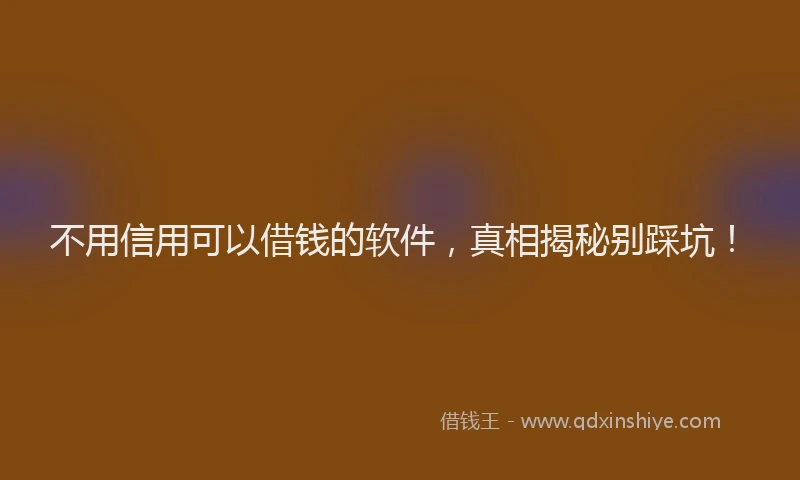 不用信用可以借钱的软件，真相揭秘别踩坑！