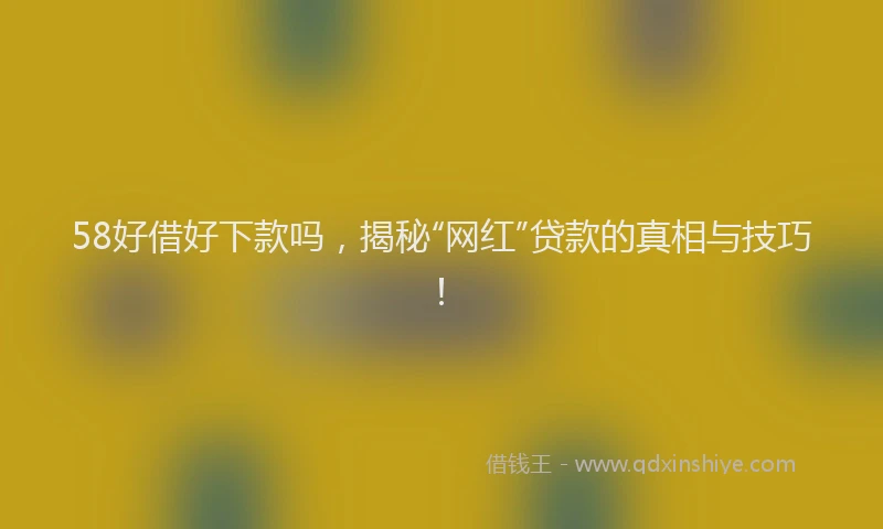 58好借好下款吗，揭秘“网红”贷款的真相与技巧！