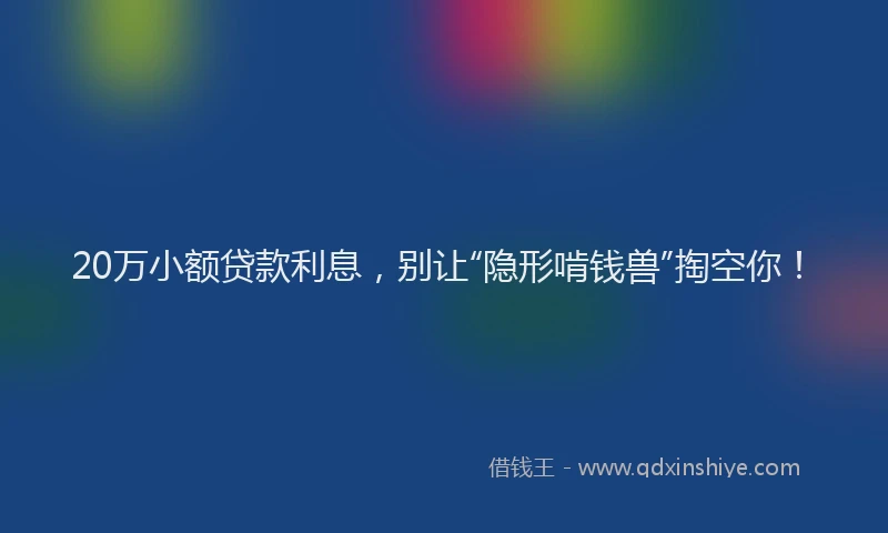 20万小额贷款利息，别让“隐形啃钱兽”掏空你！