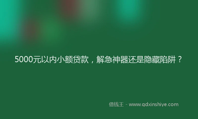 5000元以内小额贷款，解急神器还是隐藏陷阱？