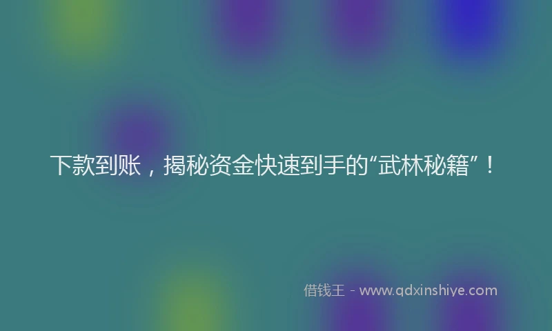 下款到账，揭秘资金快速到手的“武林秘籍”！