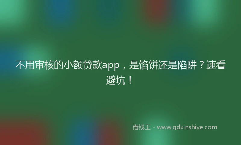 不用审核的小额贷款app，是馅饼还是陷阱？速看避坑！