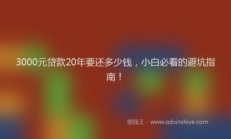 3000元贷款20年要还多少钱，小白必看的避坑指南！