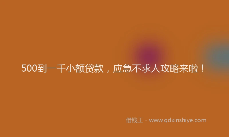 500到一千小额贷款，应急不求人攻略来啦！