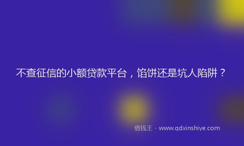 不查征信的小额贷款平台，馅饼还是坑人陷阱？