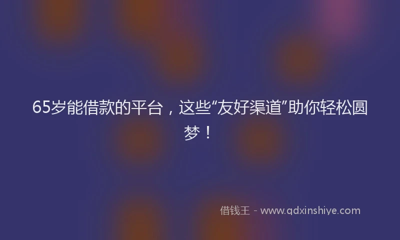 65岁能借款的平台，这些“友好渠道”助你轻松圆梦！