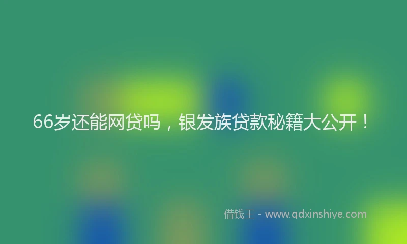 66岁还能网贷吗，银发族贷款秘籍大公开！