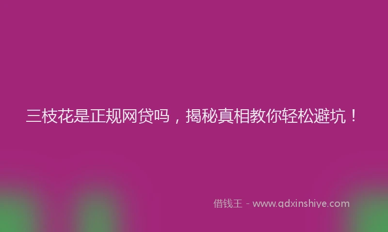 三枝花是正规网贷吗，揭秘真相教你轻松避坑！