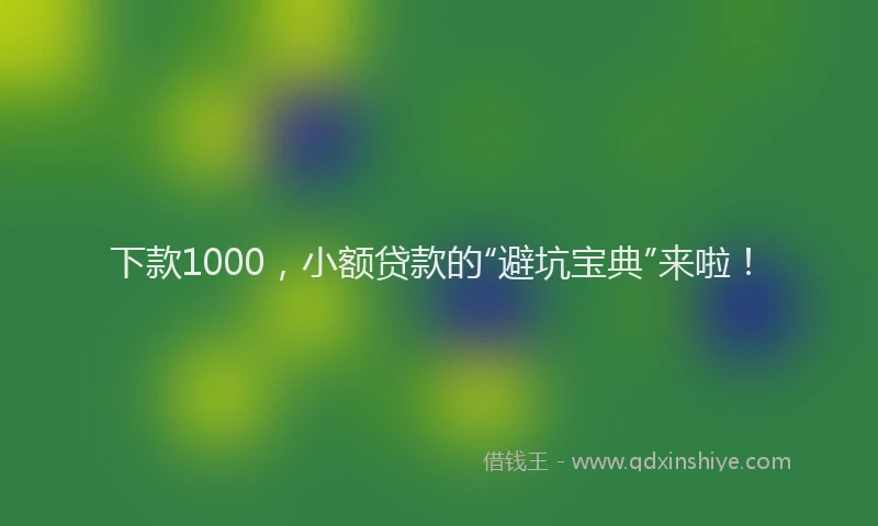 下款1000，小额贷款的“避坑宝典”来啦！