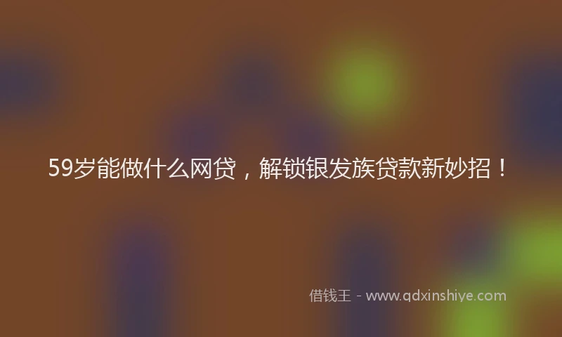 59岁能做什么网贷，解锁银发族贷款新妙招！