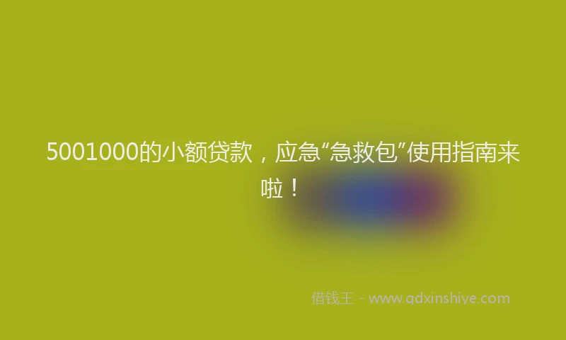 5001000的小额贷款，应急“急救包”使用指南来啦！