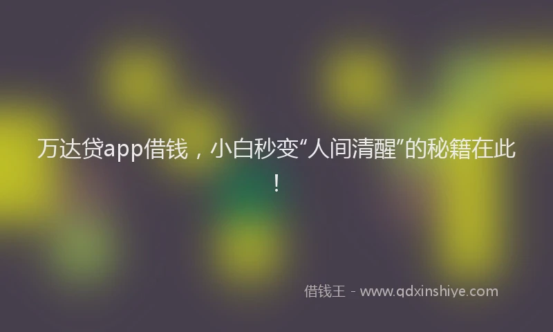 万达贷app借钱，小白秒变“人间清醒”的秘籍在此！