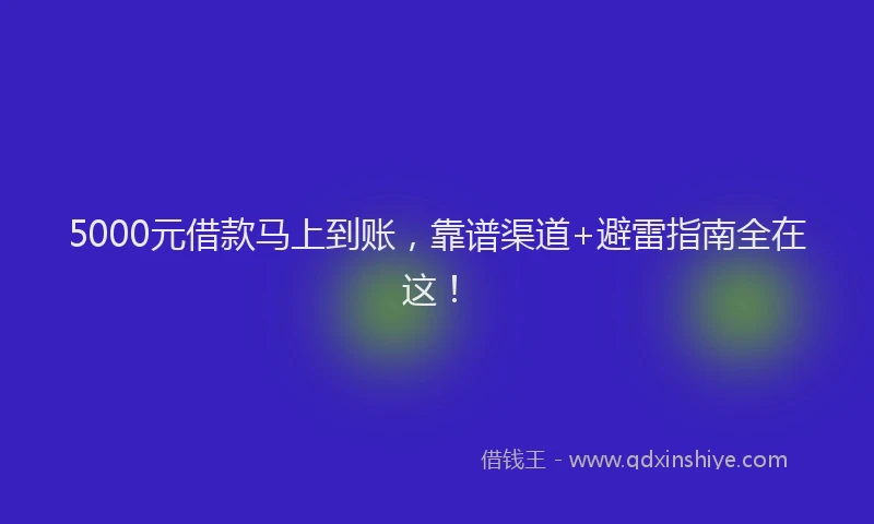 5000元借款马上到账，靠谱渠道+避雷指南全在这！