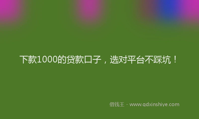 下款1000的贷款口子，选对平台不踩坑！