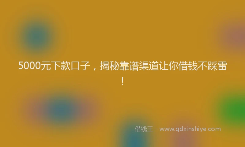 5000元下款口子，揭秘靠谱渠道让你借钱不踩雷！