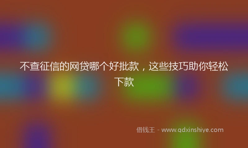 不查征信的网贷哪个好批款，这些技巧助你轻松下款