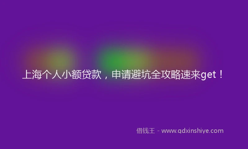 上海个人小额贷款，申请避坑全攻略速来get！