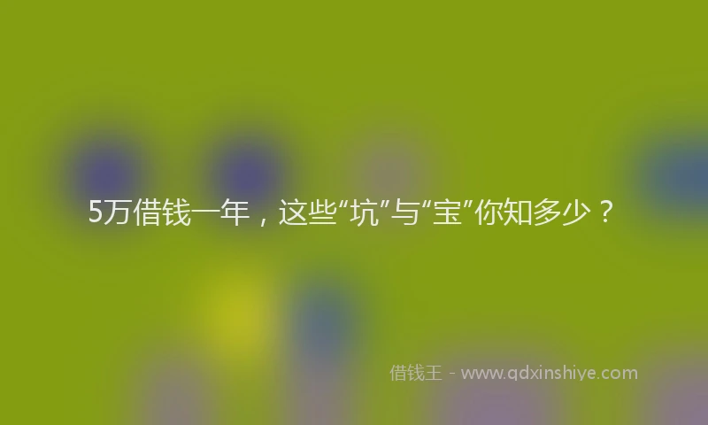5万借钱一年,这些“坑”与“宝”你知多少?