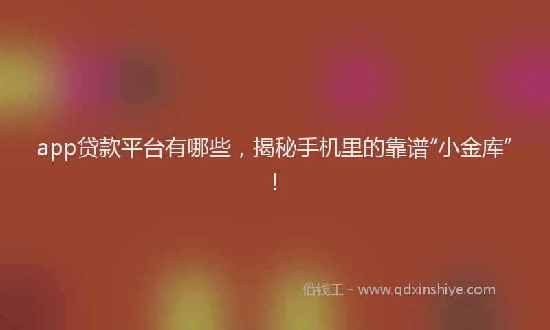 app贷款平台有哪些，揭秘手机里的靠谱“小金库”！