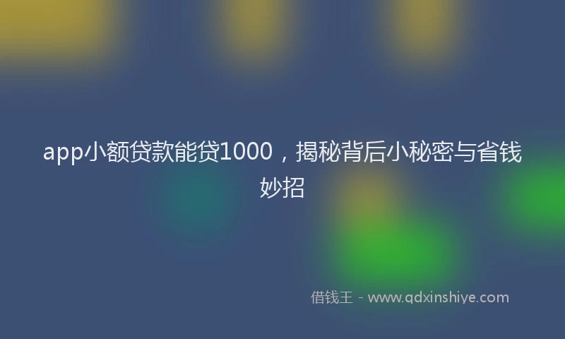 app小额贷款能贷1000，揭秘背后小秘密与省钱妙招