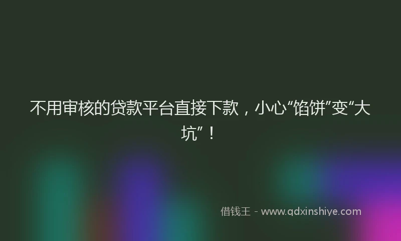 不用审核的贷款平台直接下款，小心“馅饼”变“大坑”！