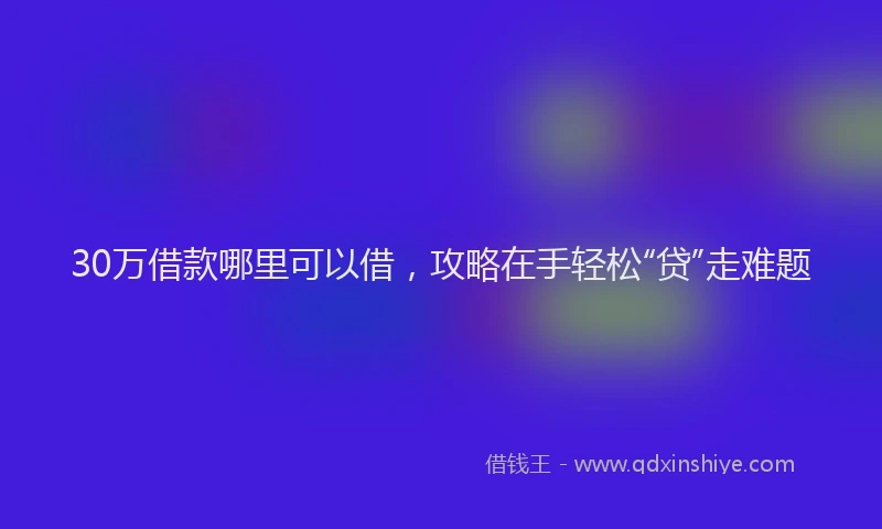 30万借款哪里可以借，攻略在手轻松“贷”走难题