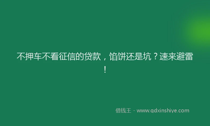 不押车不看征信的贷款，馅饼还是坑？速来避雷！