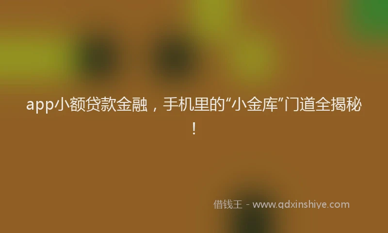 app小额贷款金融，手机里的“小金库”门道全揭秘！