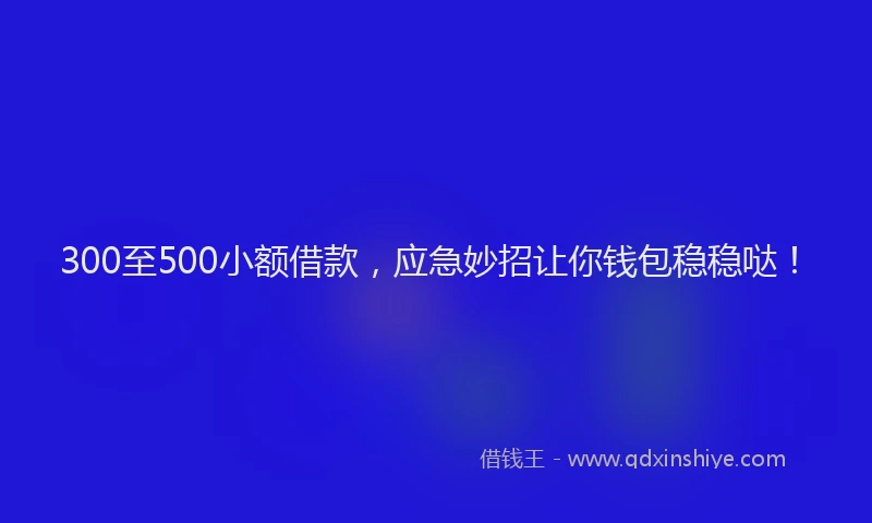300至500小额借款，应急妙招让你钱包稳稳哒！