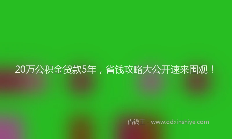 20万公积金贷款5年，省钱攻略大公开速来围观！