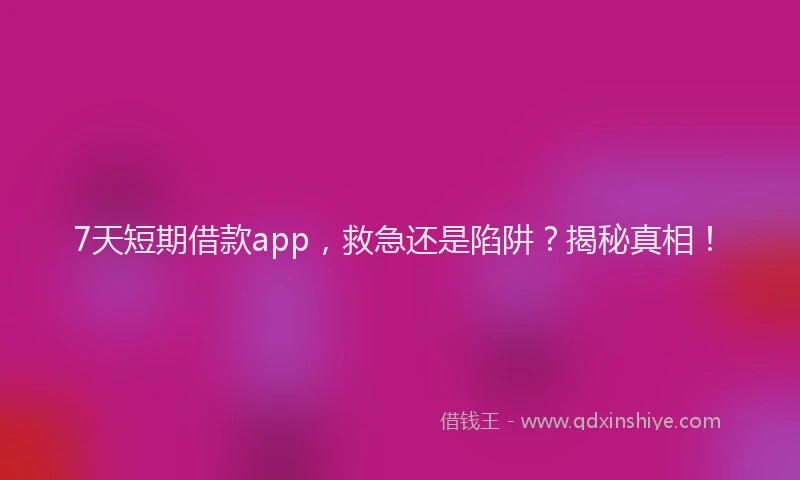 7天短期借款app，救急还是陷阱？揭秘真相！