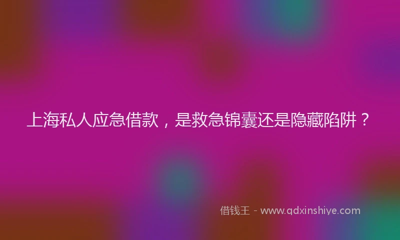 上海私人应急借款，是救急锦囊还是隐藏陷阱？