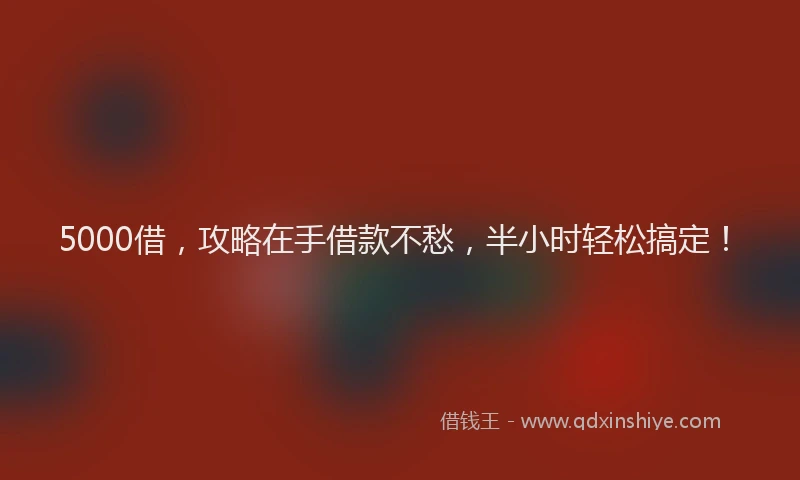 5000借，攻略在手借款不愁，半小时轻松搞定！